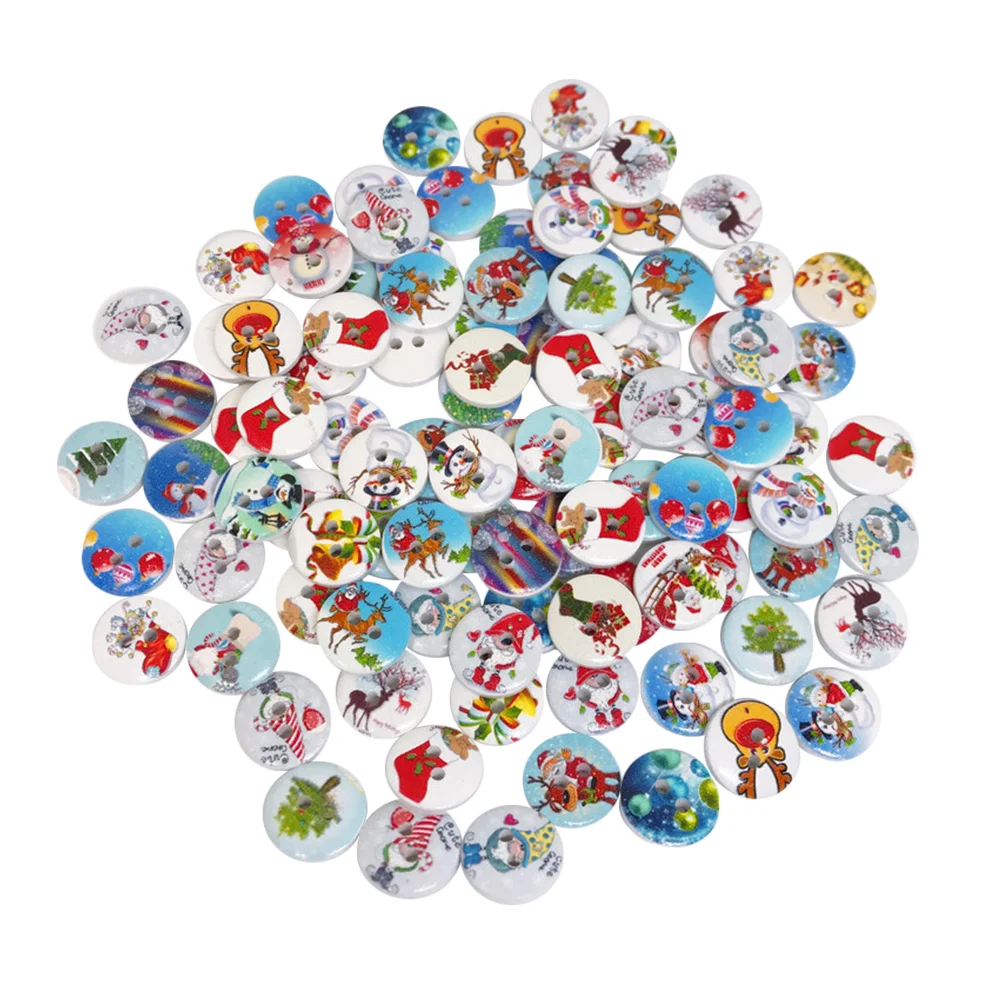

100pcs 1.5cm Buttons Painted Sturdy Accessory Buttons for Sewing Scrapbooking