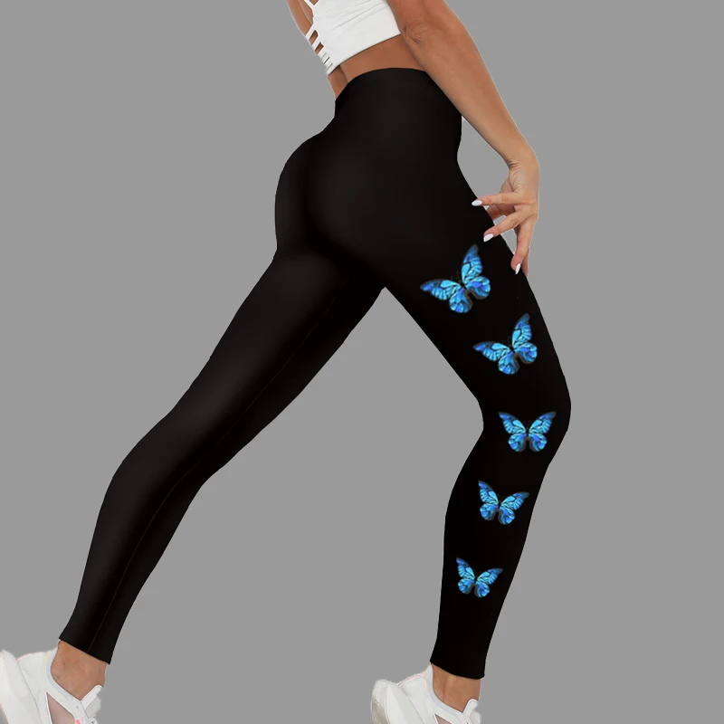 2022 Sports Leggings For Women 3d Butterfly Print Gym Fitness Sexy Sweatpants Female Legging Raises Butt Push Up Stretchy Pants