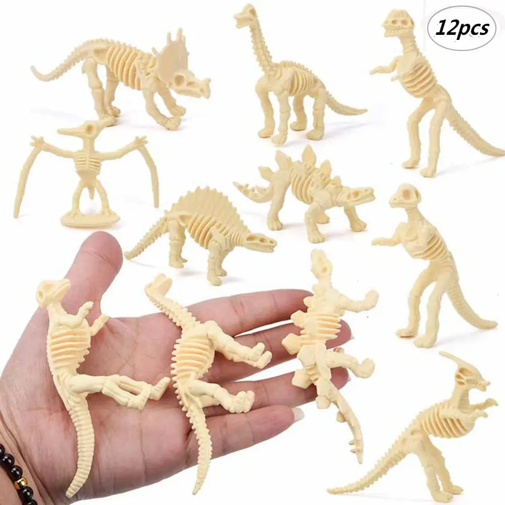 12Pcs/Bag Kids Educational Gift Animal Desk Decor Dino Bones Assorted Toys Dinosaur Skeleton Fossil Skeleton