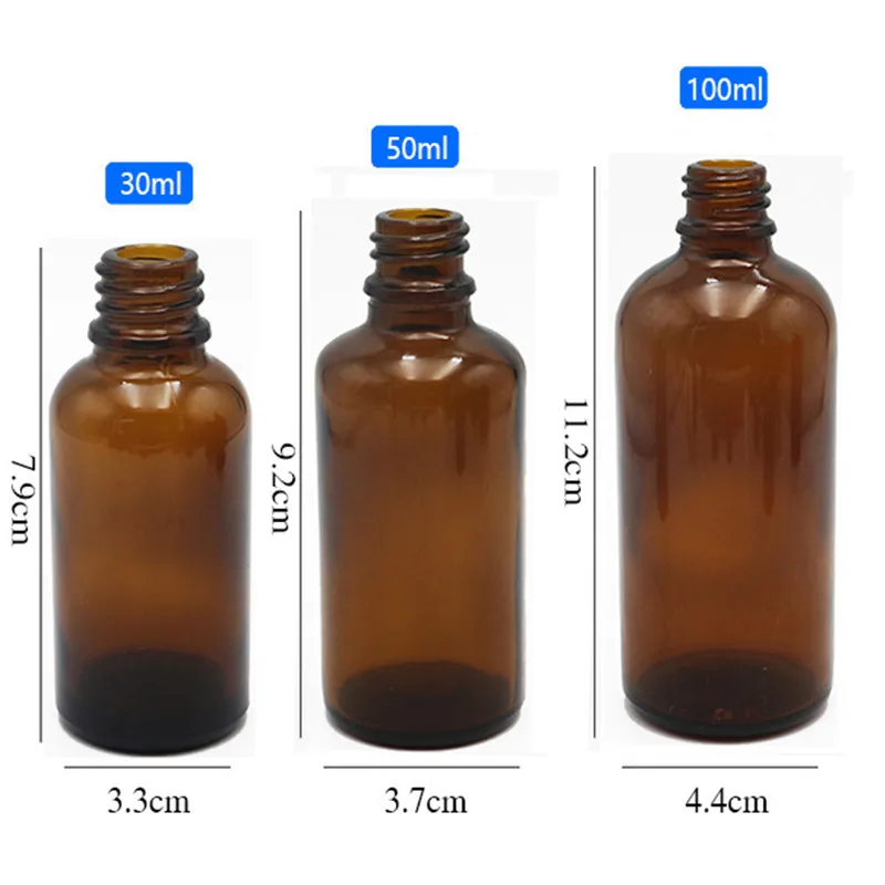 

10PCS/Pack 30ML/50ML/100ML Refillable Press Pump Glass Amber Spray Bottle Oils Liquid Container Perfume Atomizer
