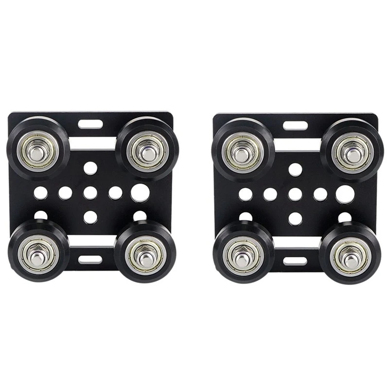 

2 Pcs 3D Printer Parts 2020 V-Slot Support Plate for CNC with Black Wheels for Openbuild V-Slot European Standard