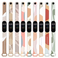 graffiti pattern strap for xiaomi mi band 3 4 5 6 bracelet flowers silicone watch band strap for xiaomi miband 5 6 watchband