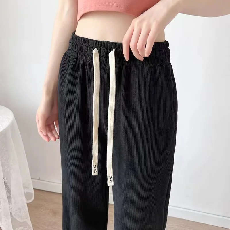 

Fashion Trend Chenille 2023 Wide-leg Women's Spring High Waist Drape Loose Straight Casual Corduroy Small Mopping Pants
