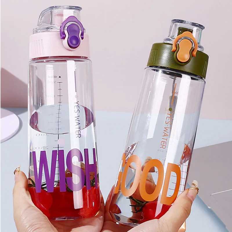 

600Ml Water Bottle for Boys Girls Portable Leak-Proof Shaker Bottle Plastic Travel Drink Bottles Drinkware BPA Free