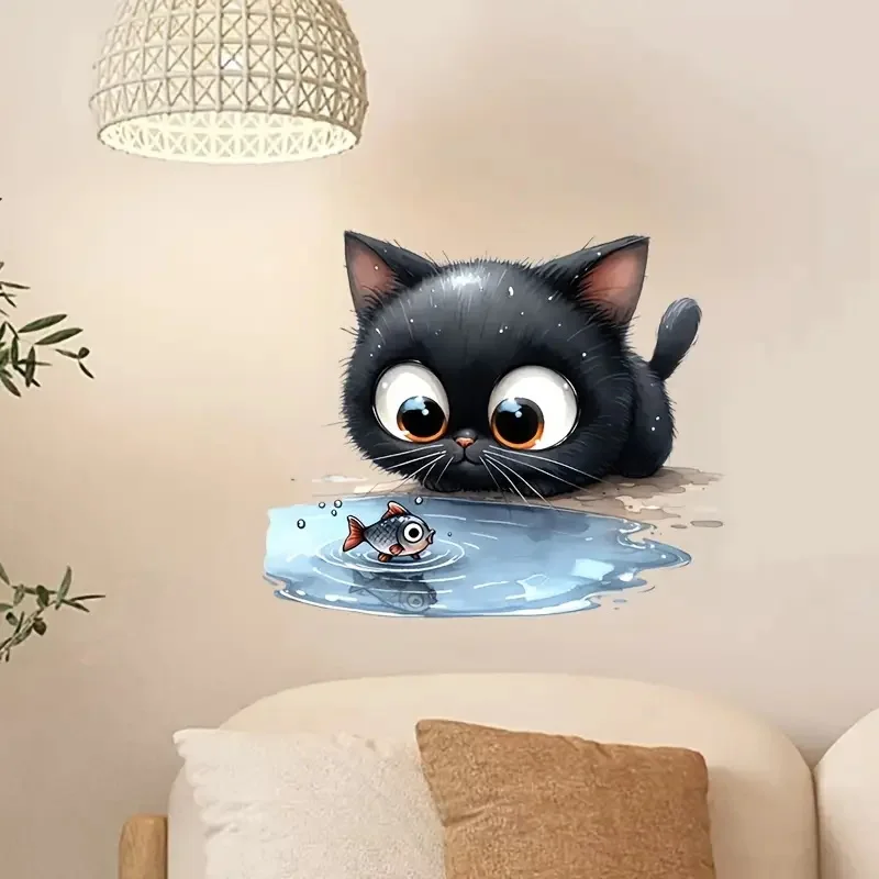 

Наклейка на унитаз "Кошка смотрит на рыбу"