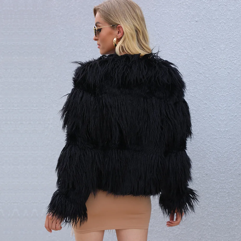 Women's Fur Jacket Imitation Fur Coat Top Furry Coat Women Faux Fur Coat