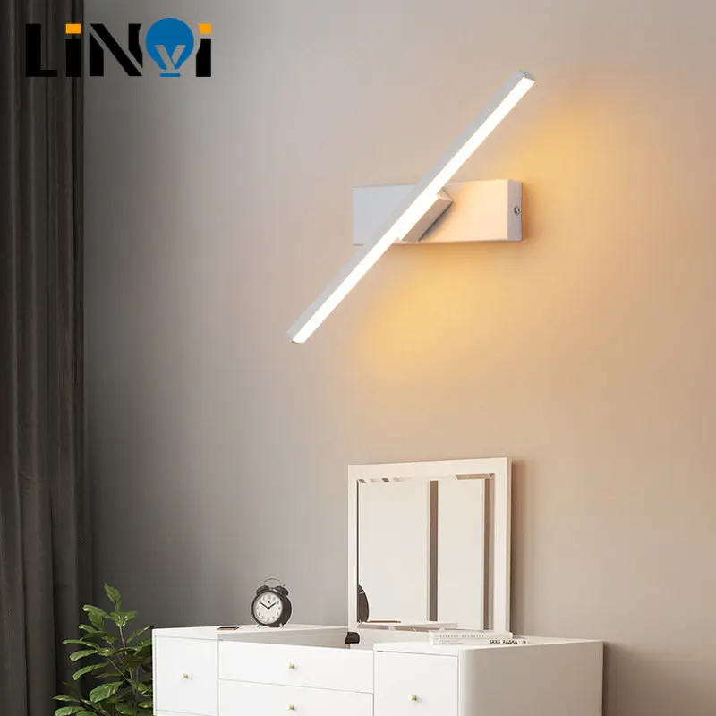 

330° Rotatable Bedroom Bedside Wall Light Adjustable Light Angle Indoor LED Wall Lamp Simple Light Fixture Aluminum AC110/220V