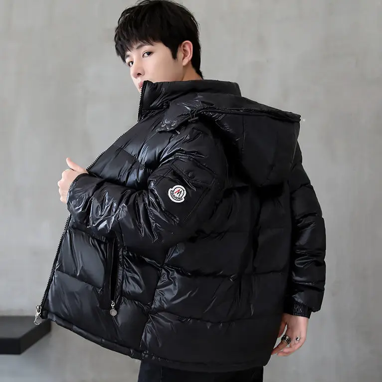 Winter Men's bright winter down jacket thickened warm and cold-proof clothing fashion trend couple short-style jacket