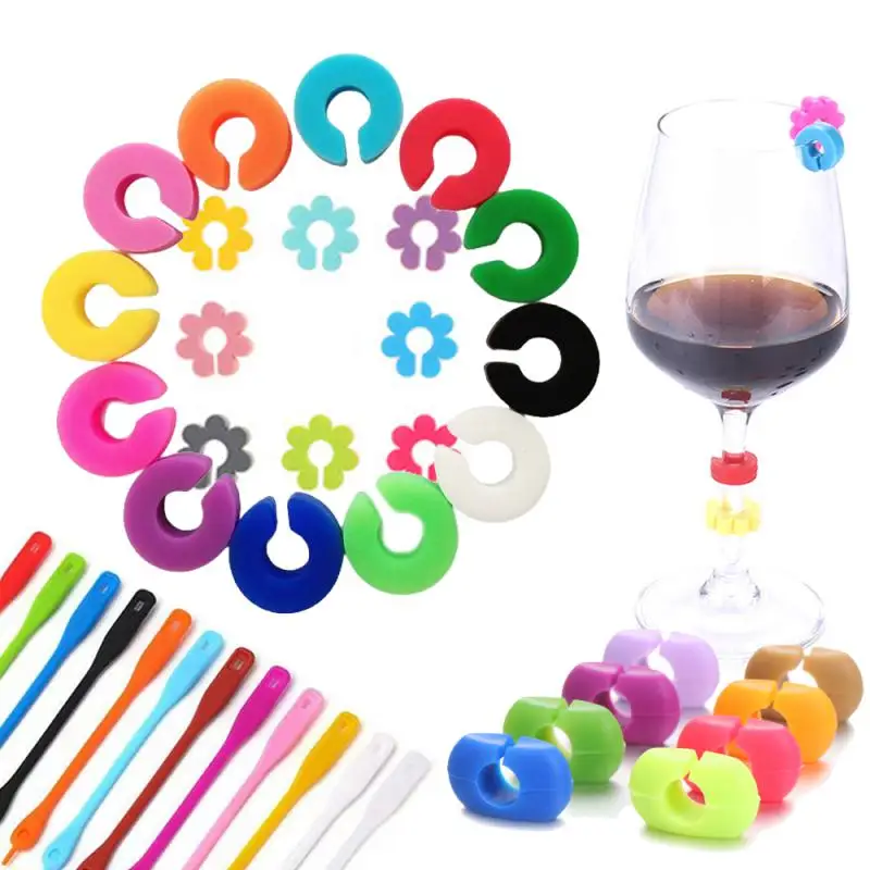 

Glass Marker Silicone Wine Glass Identification Marker Charm Shot Glass Cup Labels Tag Signs Party Food Drinks Bar Accessories