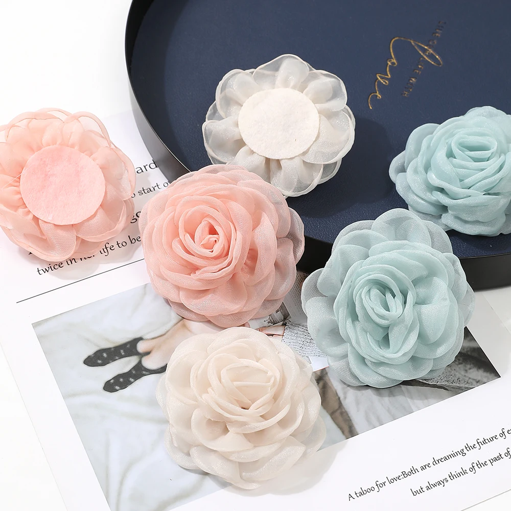 

5PCS Chiffon Artificial Hair Flowers Clothing Making Hair Accessories Corsage Flower Wall Wreath Christmas Decorations DIY Craft