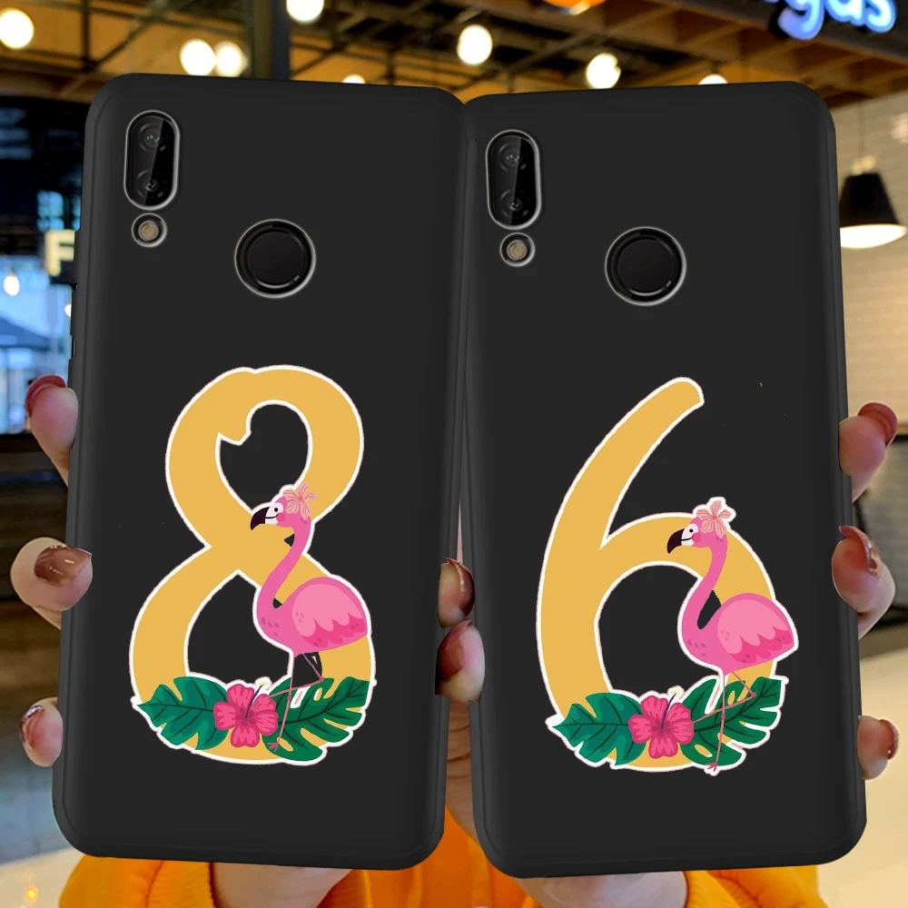 

luxury alphabet flamingo Coque Silicone Funda For Huawei P40 P30 P20 P10 P8 Lite 2017 Mate 30 20 10 Lite Pro Phone Case Cover