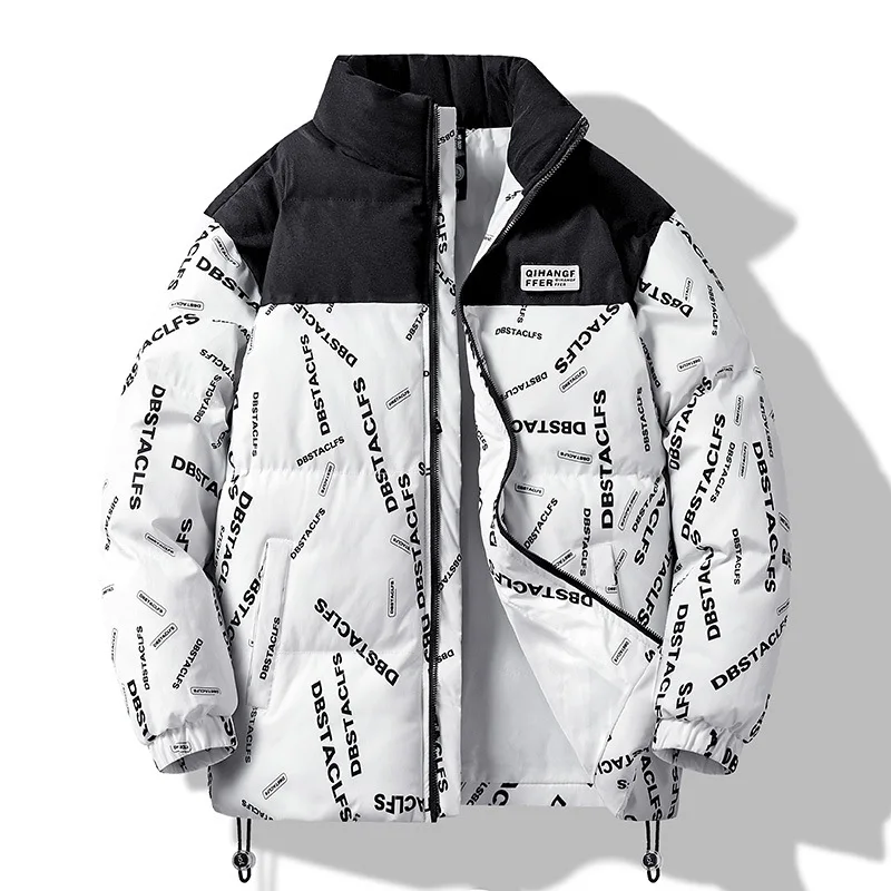 Oversized Thick Warm Jacket Ladies Hip-hop Fashion Street Clothes Men's Men's Jacket Winter Casual Jacket Harajuku Print Plush