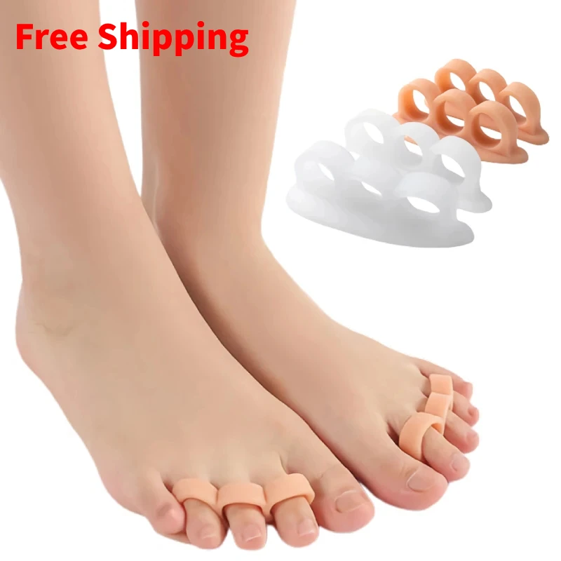 

4pieces=2pairs Silicone Splitter Corrector Hammer Toe Gel Support Pads Bunion Adjuster Foot Care Orthopedic Supplie Separators