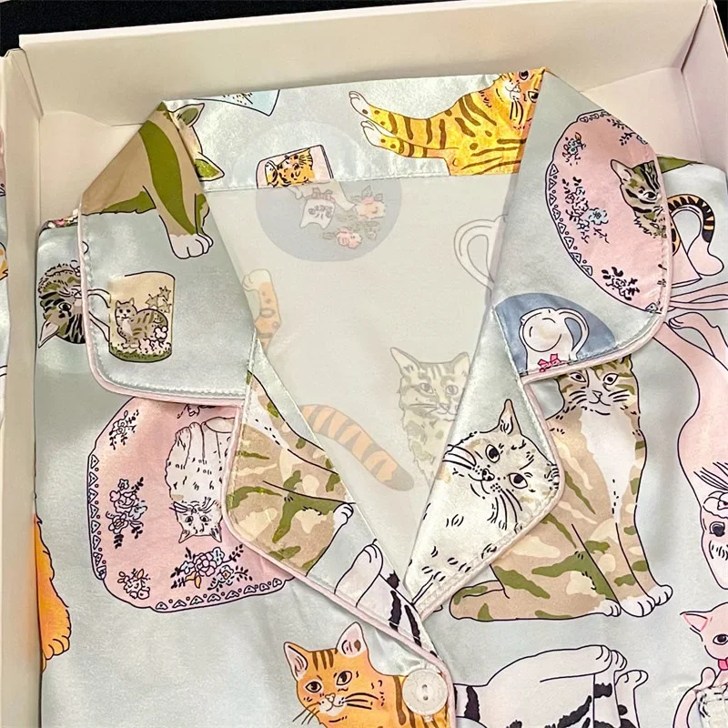 Пижамный комплект Женский из двух предметов атласная пижама искусственного