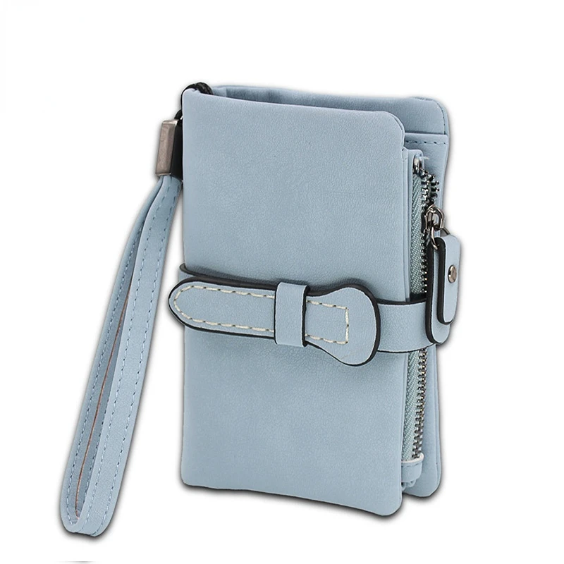 

Многофункциональный короткий кошелек, складные женские кошельки, кошелек из нубука на молнии с ремешком на запястье, женский кошелек