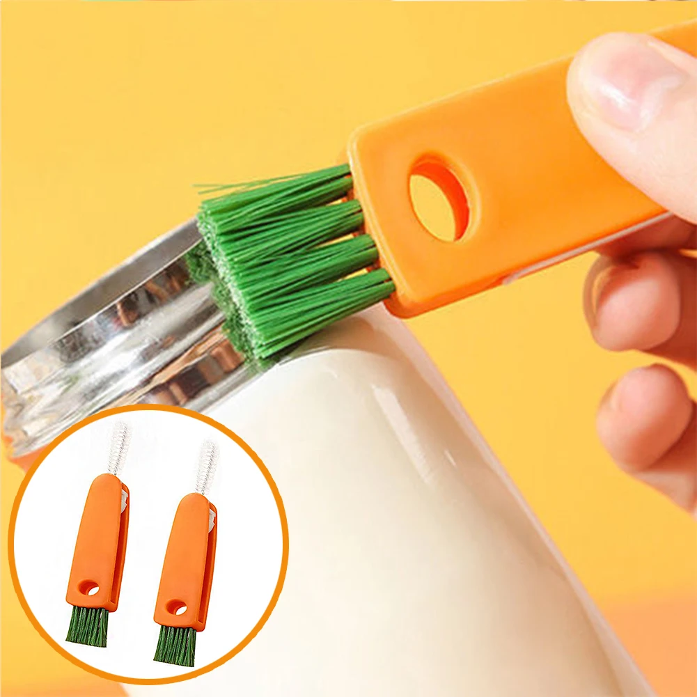 

3 In 1 Bottle Cap Cleaning Brush Milk Bottle Brush Cup Cover Clean Brush Kitchen Portable Multifunctional Groove Cleaning Brush