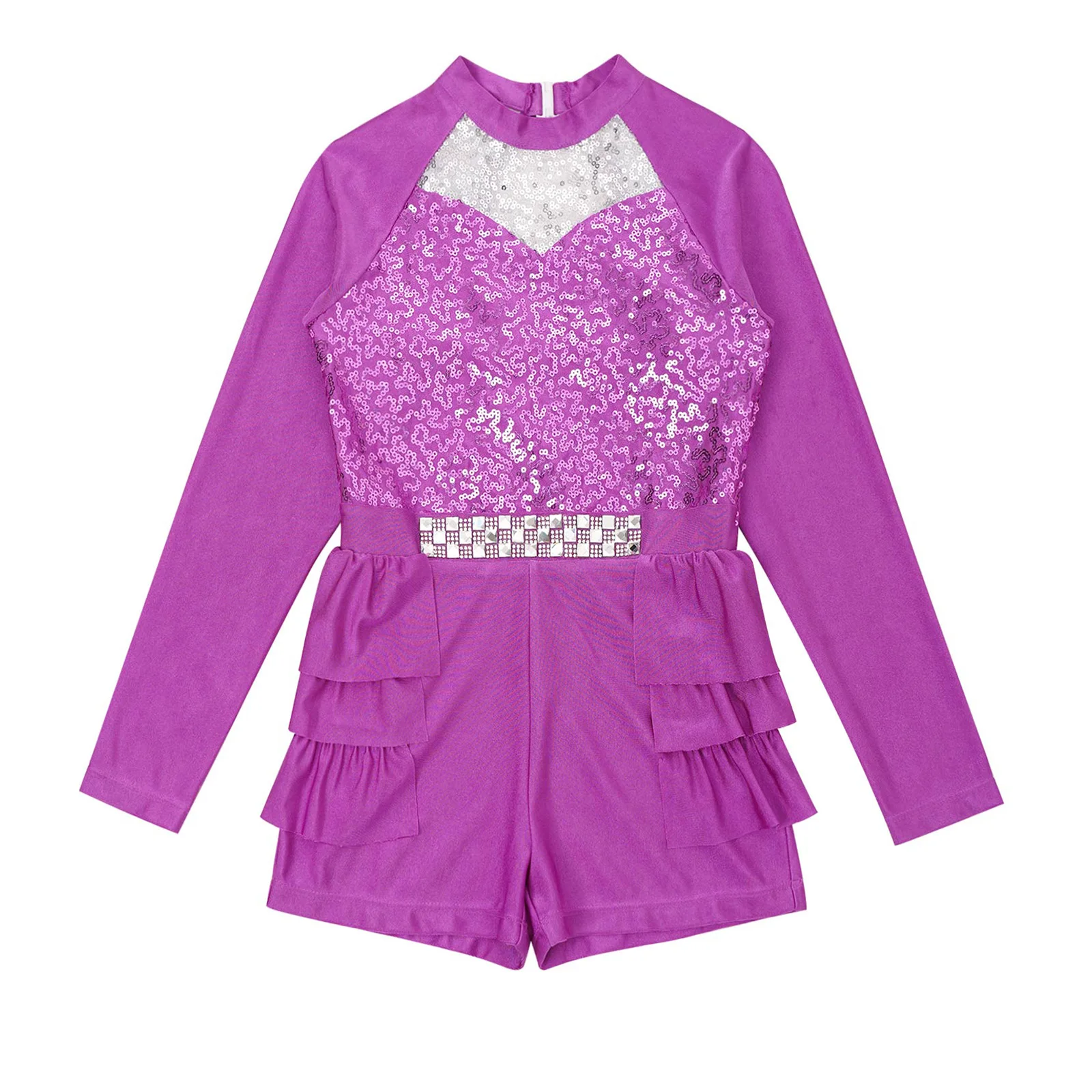 Детское балетное трико с блестками длинным рукавом