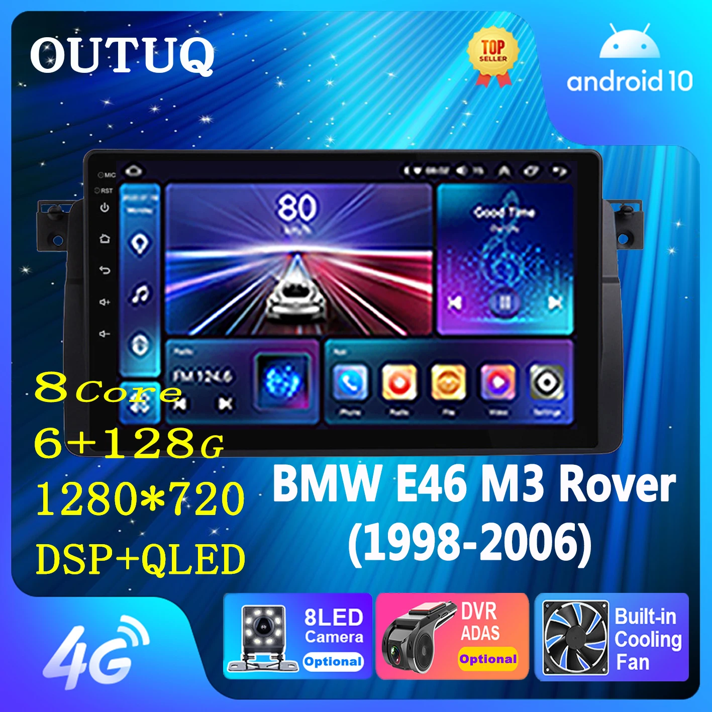 

Android 10 Car Radio Player 2.5D HD Screen For BMW E46 M3 Coupe 318/320/325/330/335 1998-2006 Auto Multimedia GPS Navigation DSP