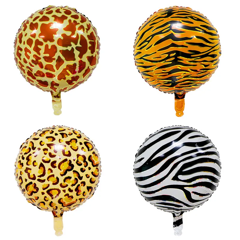 

20Pcs 18inch Round Foil Balloons Tiger leopard Zebra Pattern Helium Balloon Globos Jungle Safari Tropical Party Decor Supplies