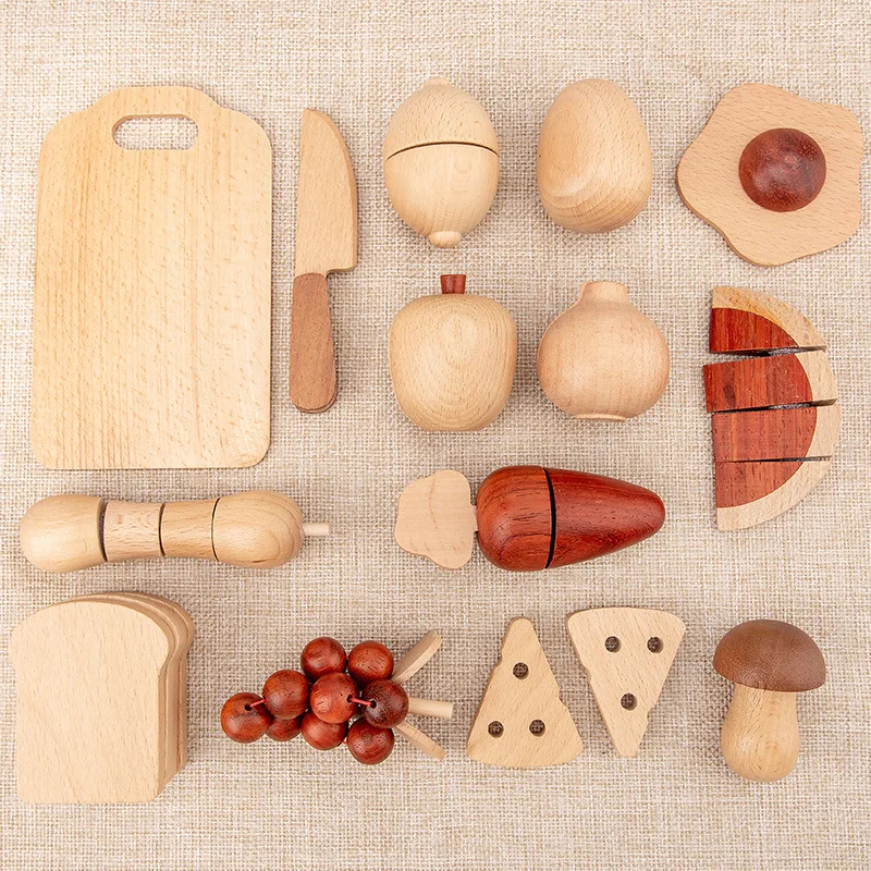 

Log Wooden Kitchen Japan/Korea Children's Simulation Kitchenware Miniature Pretend Play House Toys Educational Gift for Kids