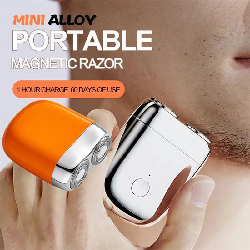 Head Magnetic Suction Razor Portable Ipx7 Full Body Washable Double Head Beard Trimmer Usb Charge Travel Shaver