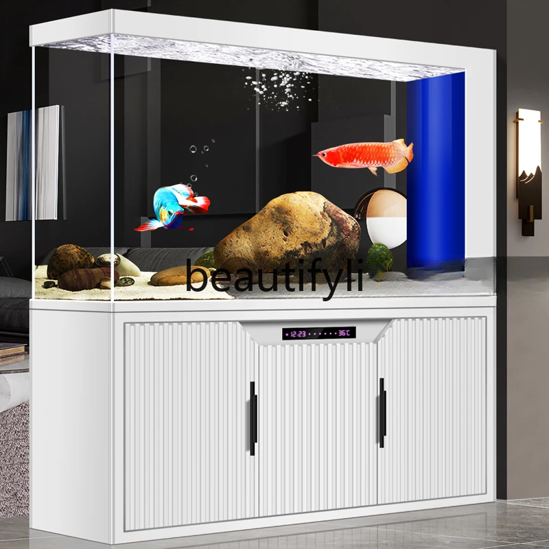 Умный аквариум перегородка с большим экраном в гостиной нижний фильтр аквариуме