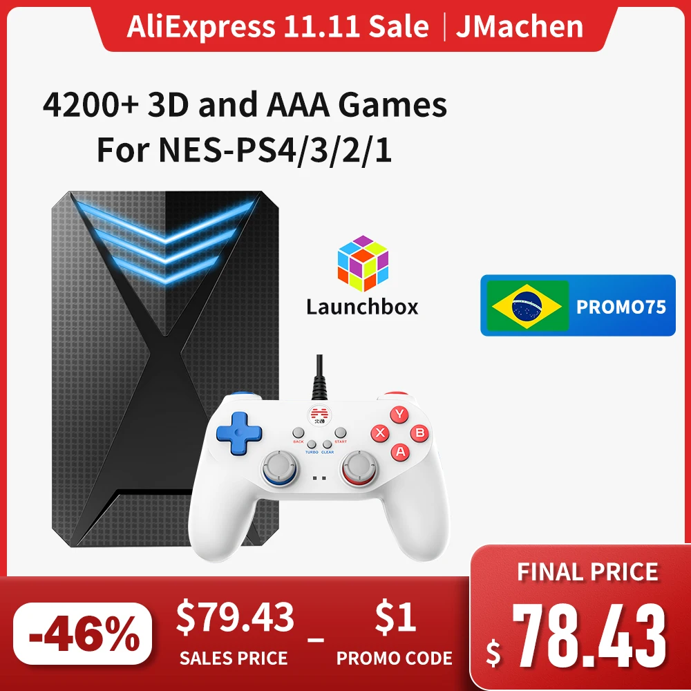 

Launchbox 2T Retro Gaming Hard Drive Disk Game Console for PS4/PS3/PS2/WiiU/Wii/N64/DC/SS/PS1 for Win PC/Laptop With PC/3D Games