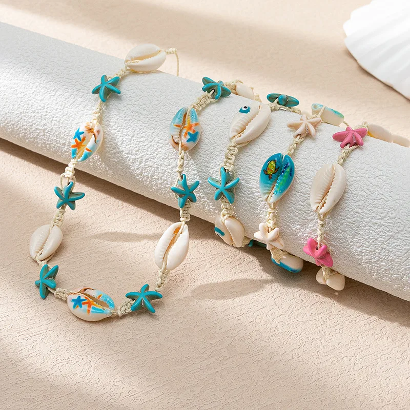 

2023 New Bohemian Natural Sea Shell Bracelets for Women Ocean Wind Starfish Turtle Braided Bracelets Summer Beach Jewelry Gifts