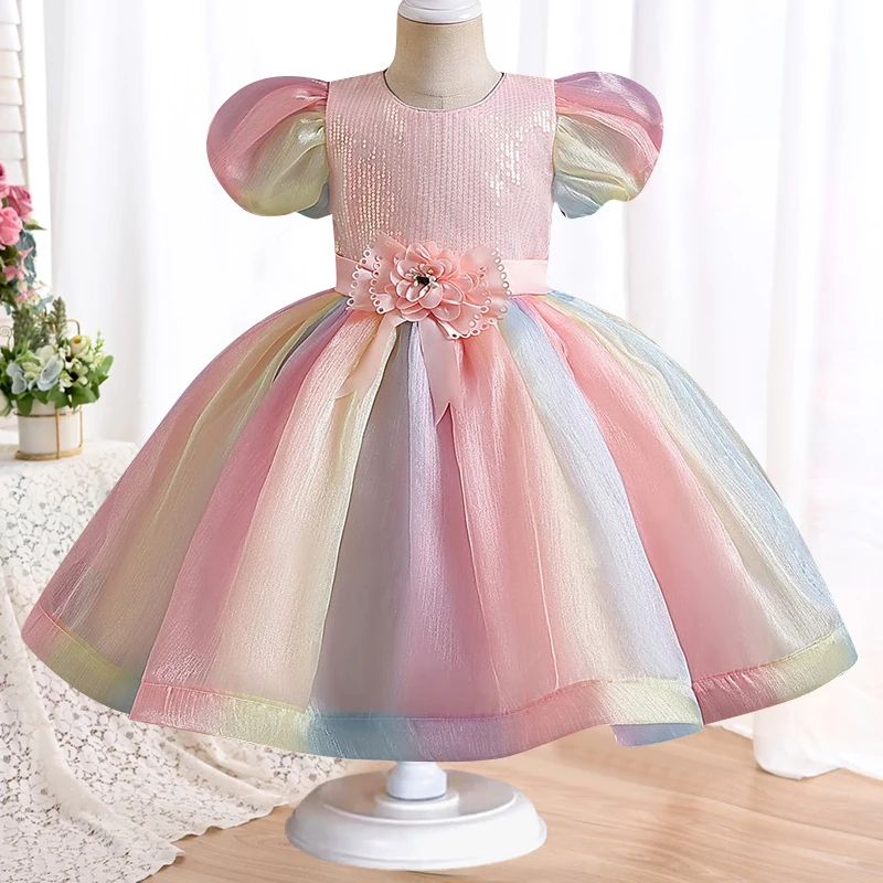 Детское платье с радужным градиентом для девочек 6-10 лет