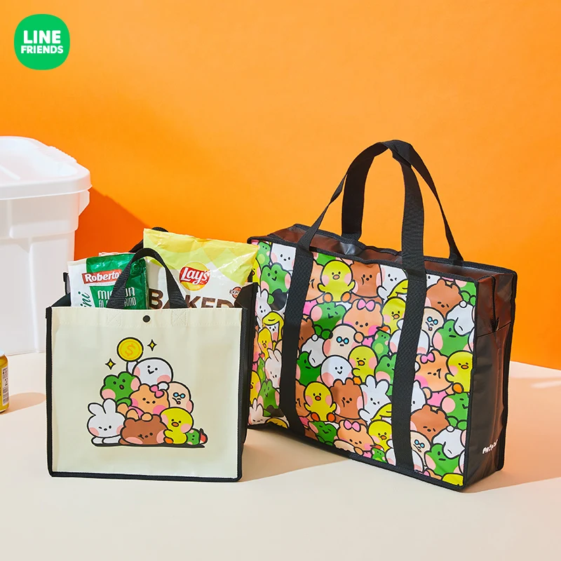 

LINE FRIENDS коричневая кавайная мультяшная серия для пикника Сумка для кемпинга чемодан сумки Портативная Складная Сумка подарки для девушки