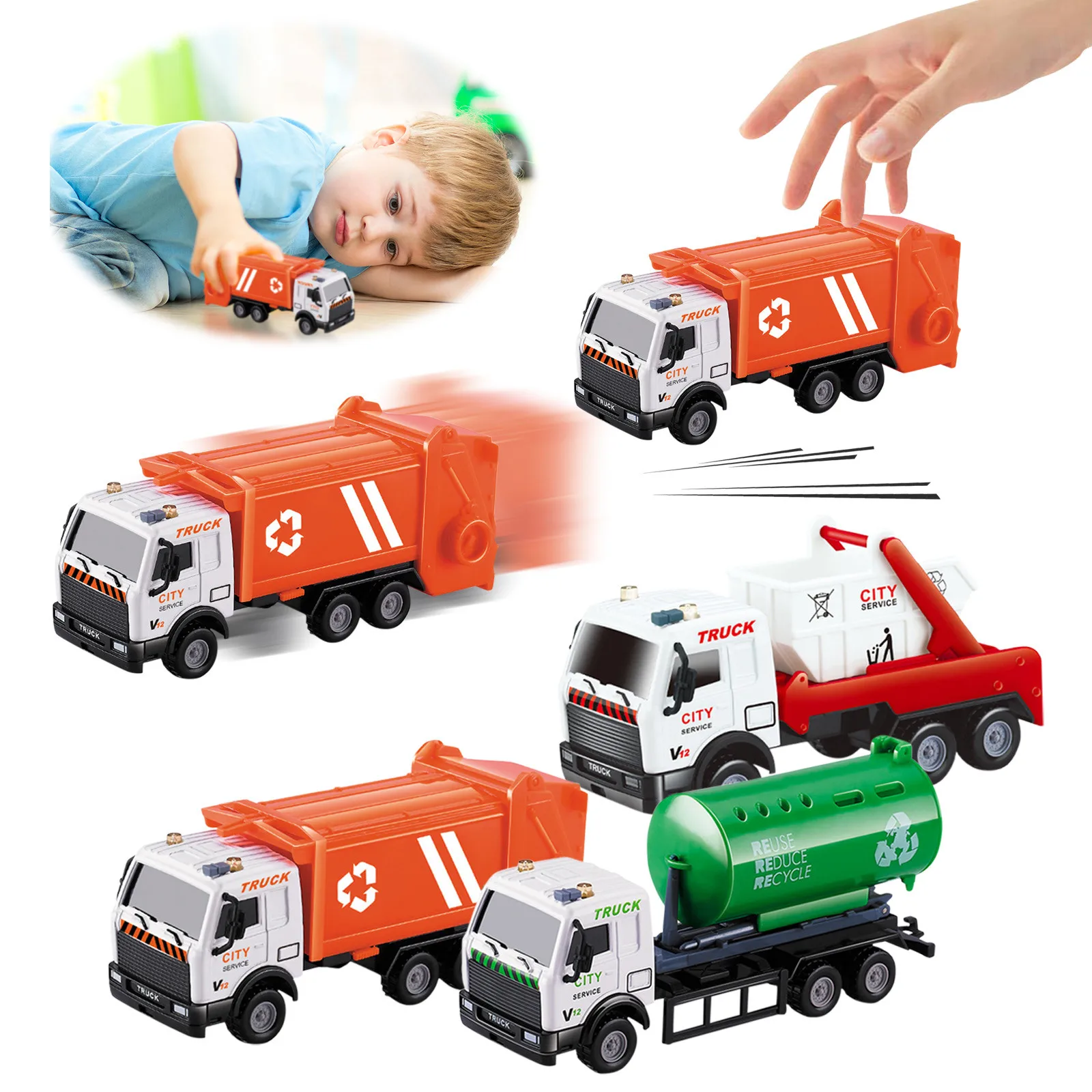 

Игрушечный автомобиль на заказ, Мусоровоз, игрушки для мальчиков, подарок, классификация мусора, автомобиль из трех частей, игрушки для маль...