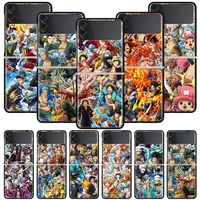 one piece backgrounds funda phone case for samsung galaxy z flip 3 5g luxury zflip3 black pc hard shockproof back cover coque ca