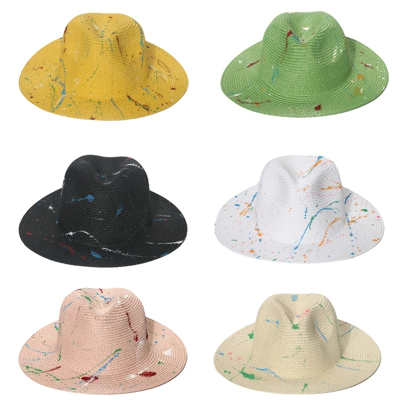

2022 New Spring Straw Hat British Jazz Hat for Graffiti Beach Girl Sunproof