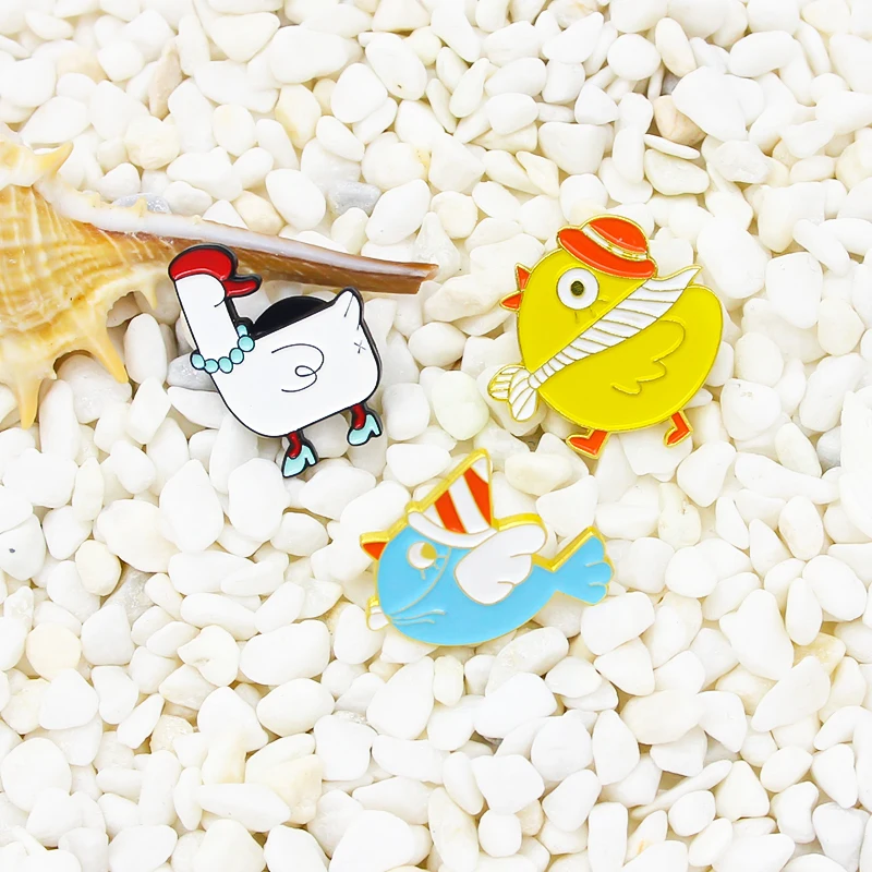 Булавки Большой Белый Гусь Леди Синяя Птица Голубь Чайка Цыпленок Забавные Броши