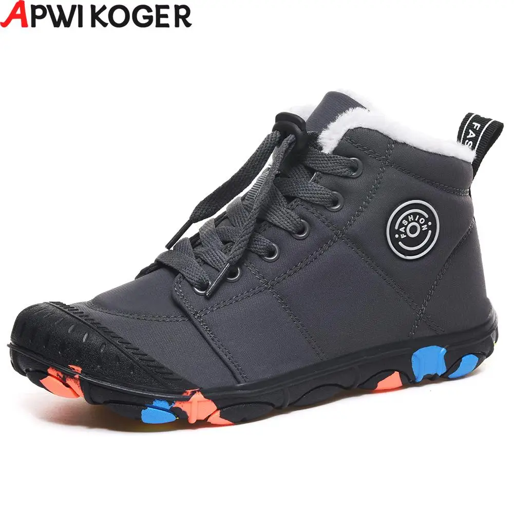 

Fashion Children Winter Boots Keep Warm Ankle Cotton Boots Leather Snow Shoes Boots Anti-Slip Hiking Boots Walking Sneakers