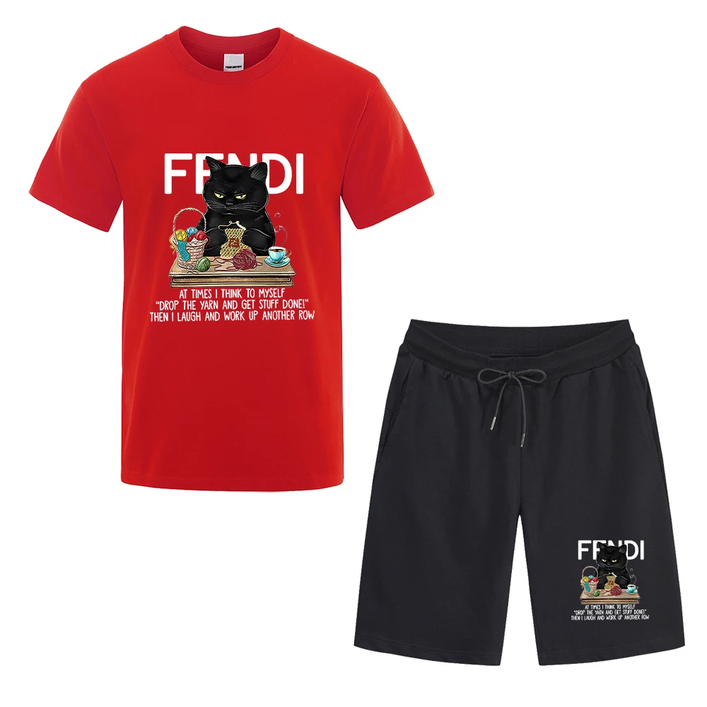 2023 Summer Men T-shirt Shorts Set Casual T-shirt Tracksuit Luxury Printed Short Sleeve Top Pants Tracksuit Streetwear Oversized