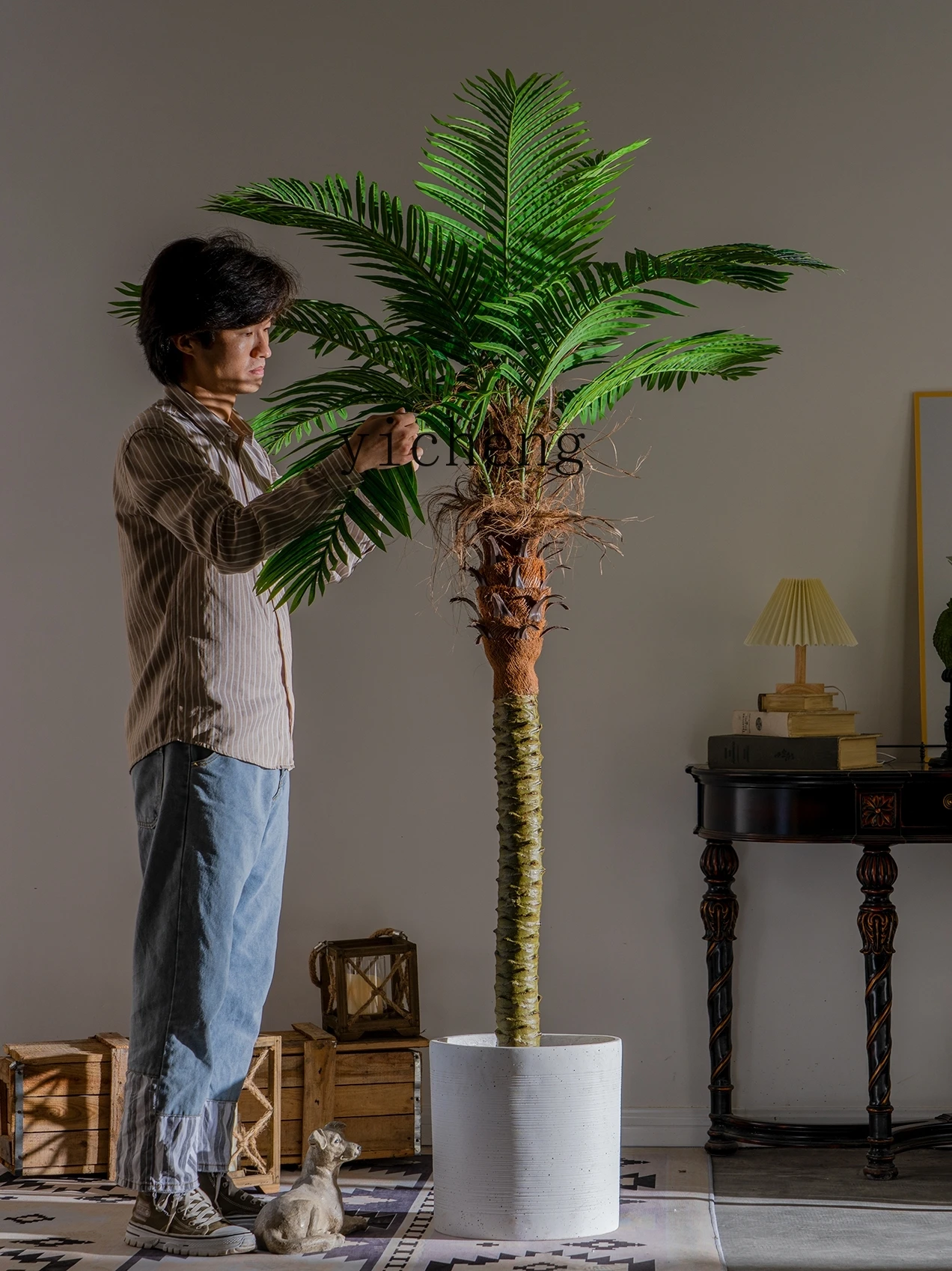 Tqh Подсолнечник Пальма зеленое растение искусственные деревья горшок для