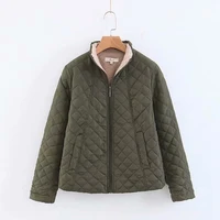 women winter jackets casual zipper coat thicken warm stand collar long sleeve parkas korean style basic fleece clothing outwear