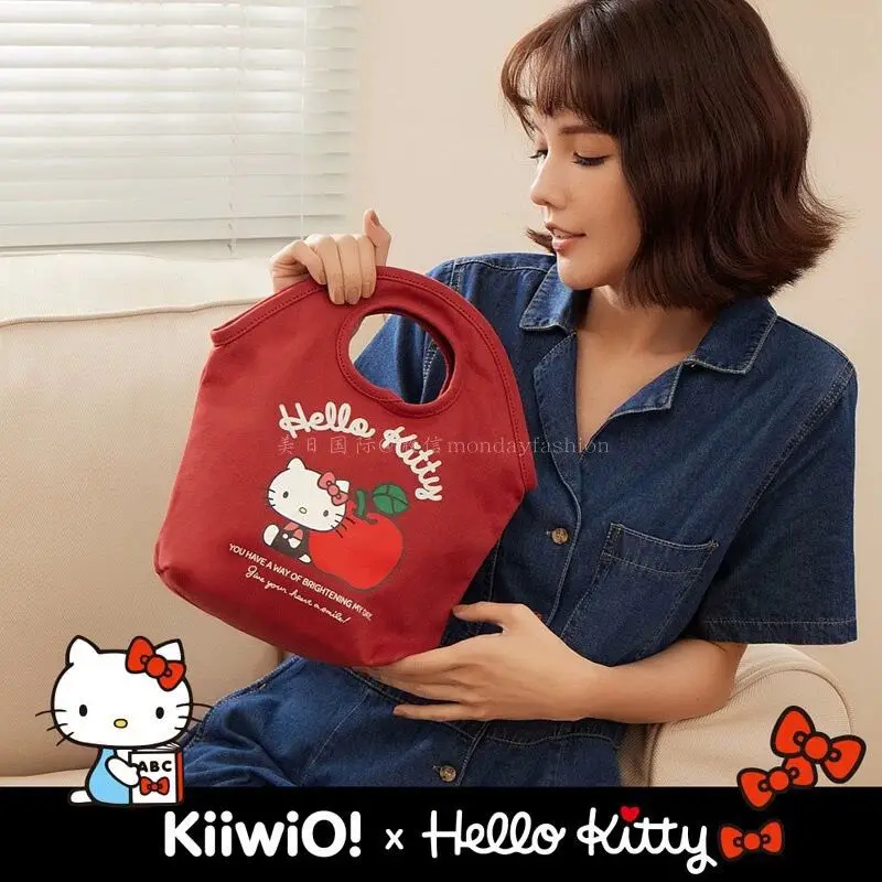 

Холщовая Сумка Hello Kitty, Сумка с подвеской, популярная винтажная сумка на одно плечо, сумка-подушка через плечо, сумка на молнии с перегородкой