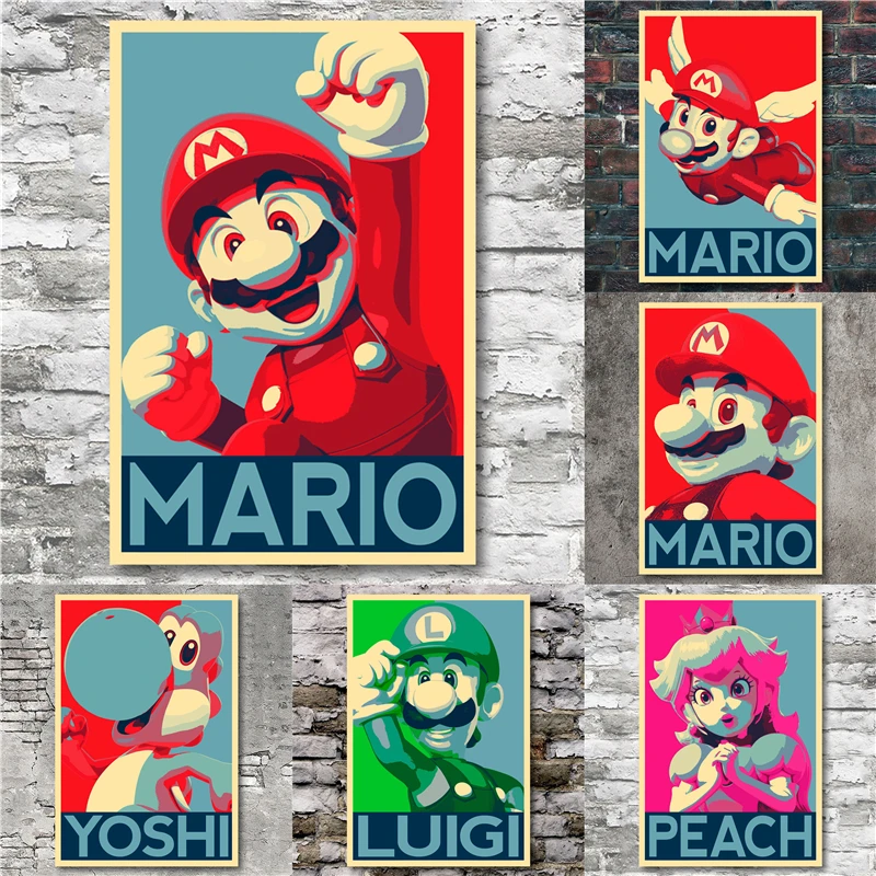 

Retro Super Mario Posters Cartoon Anime Game Canvas Painting Wall Art Living Room Decor Home Decor Mural Pictures