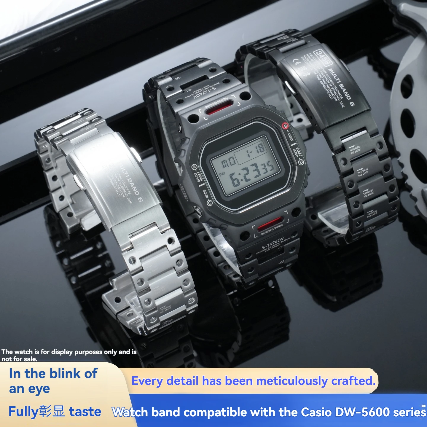 Фото Премиальный набор для модификации Casioak DW5600/GWB5600/GWM5610 из титана/стали |   Комплект для модернизации в стиле MechWarrior: чехол, рамка и ремешок |   водонепроницаемый №1
