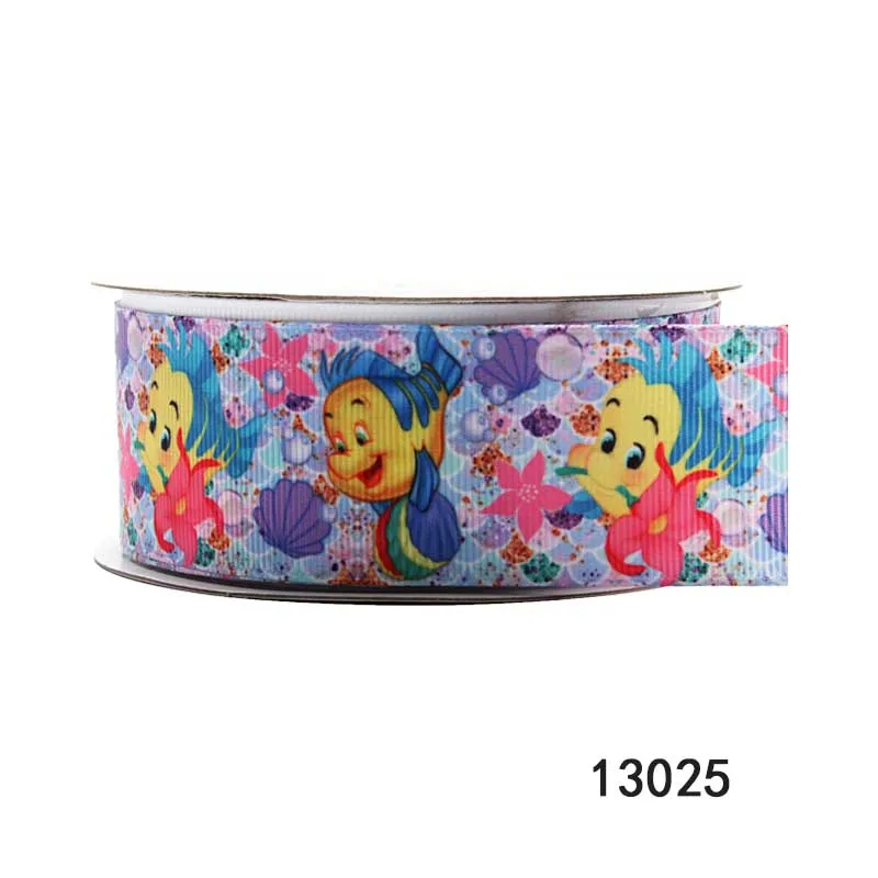 10yards Disney Princess Ariel Belle Grosgrain Ribbon 25mm for Hairbow DIY Craft Supplies Materials