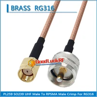 1x pcs pl 259 so 239 pl259 so239 uhf male to rp sma rp sma male coaxial type pigtail jumper rg316 cable uhf to rpsma low loss