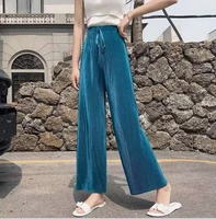 wide leg pants womens spring and summer new drape large size loose ice silk korean student chiffon casual pants