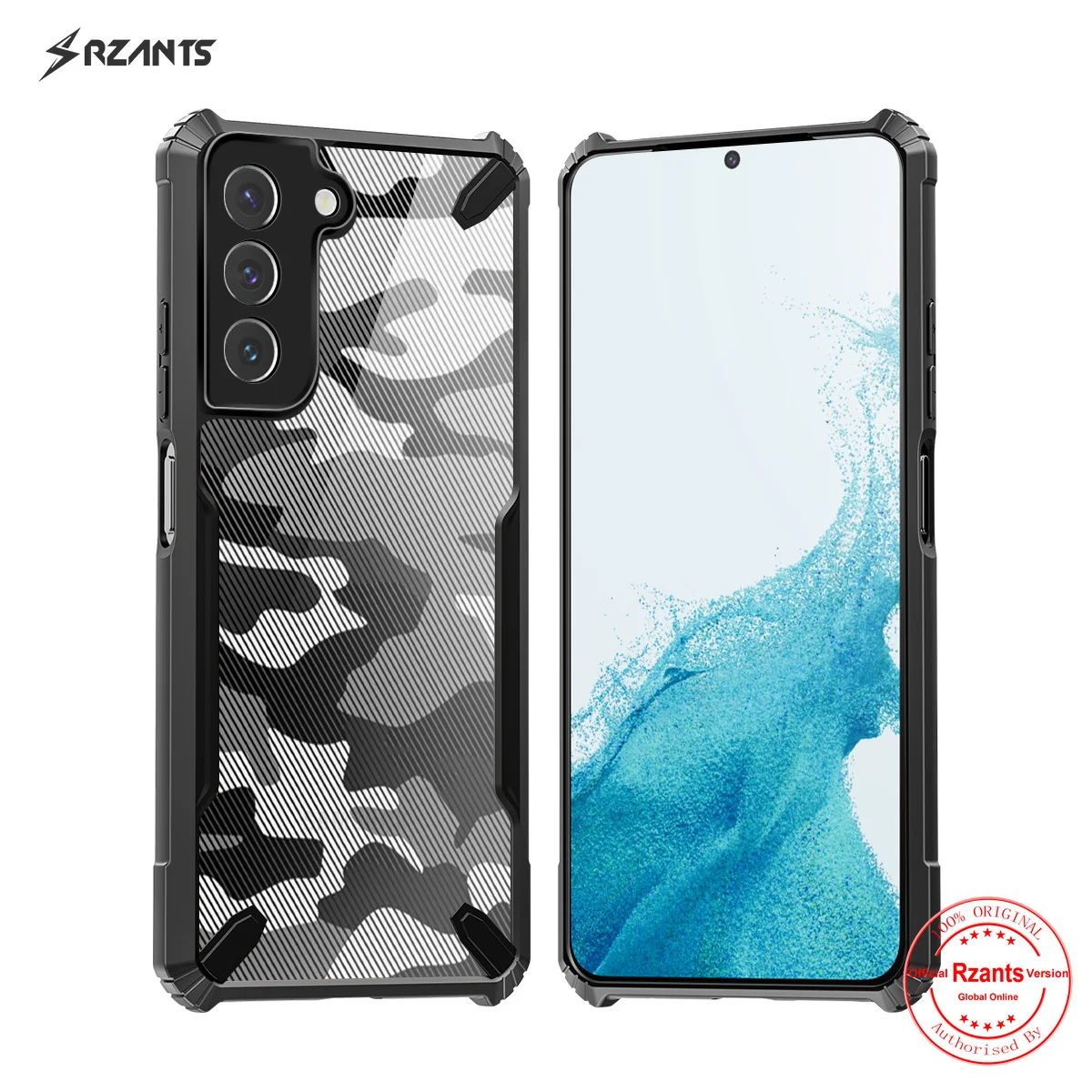 

Чехол Rzants для Samsung Galaxy S22 Plus S22 ультра жесткий [Камуфляжный бык] ударопрочный тонкий кристально прозрачный чехол тонкий корпус