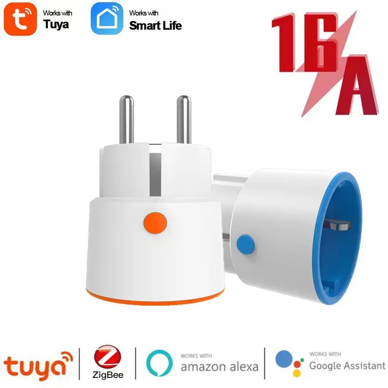 

16A Tuya Zigbee 3.0 Smart Plug EU Smart Socket 3680W Power Monitor Timing Outlet Works With Alexa Google Assistant Via Hub