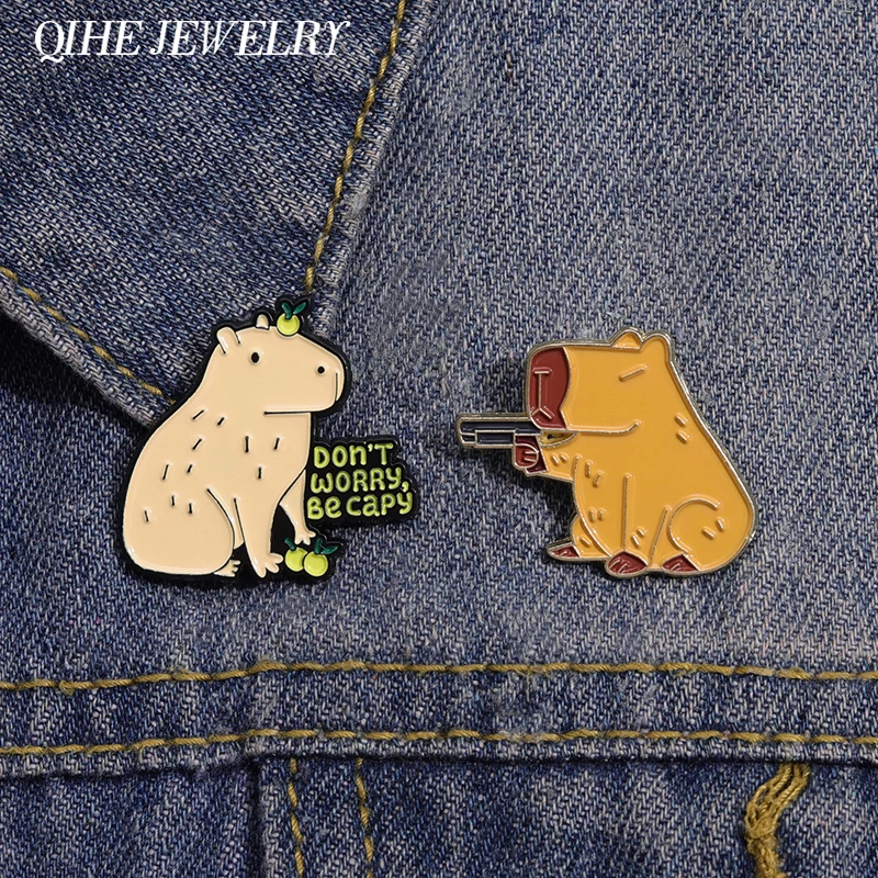 Animal Capybara Don’t Worry Be Cappy Brooch Enamel Pin Backpack Custom Jewelry Kids Lapel Hat Accessories Women Gifts Animal Capybara Don’t Worry Be Cappy Brooch Enamel Pin Backpack Custom Jewelry Kids Lapel Hat Accessories Women Gifts