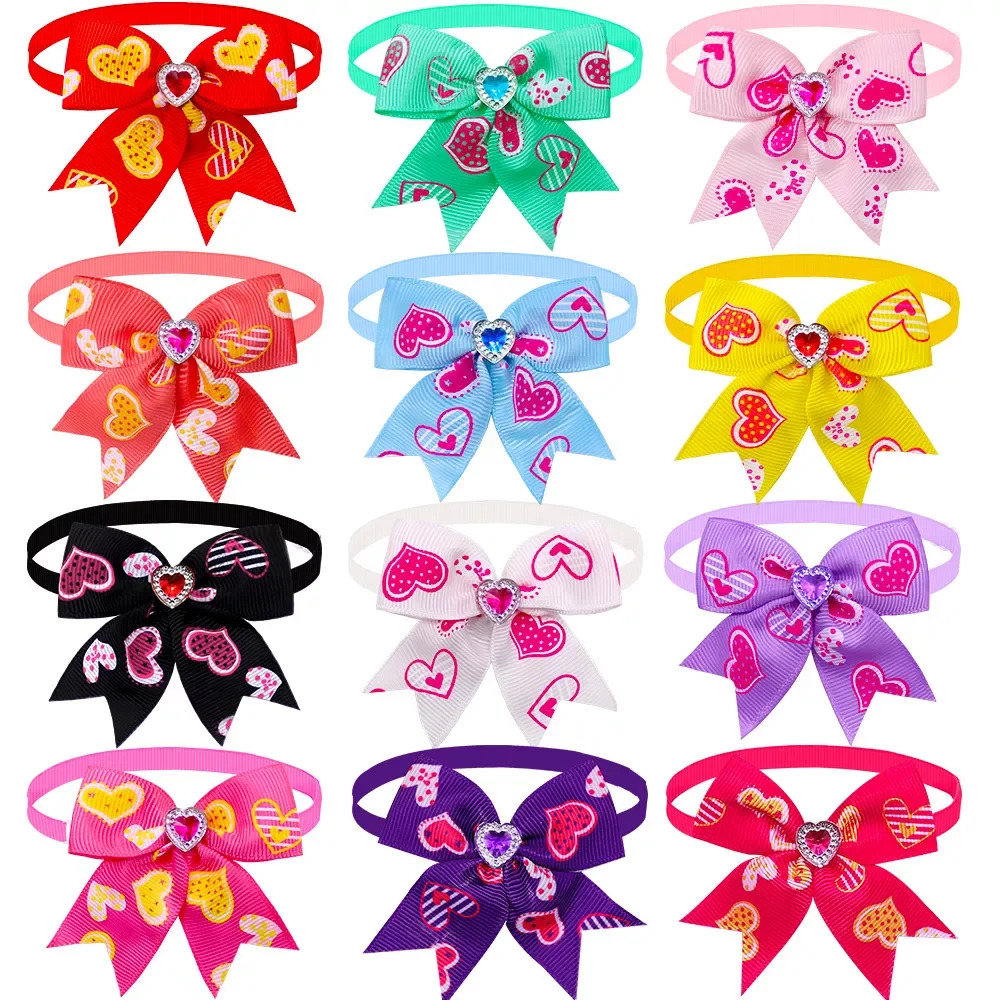 

50/100ps Dog Bow Tie Love style Pet Supplies Valentine's Day Samll Dog Bowtie Pet Dog Cat Bowties Small Dog Grooming Accessories