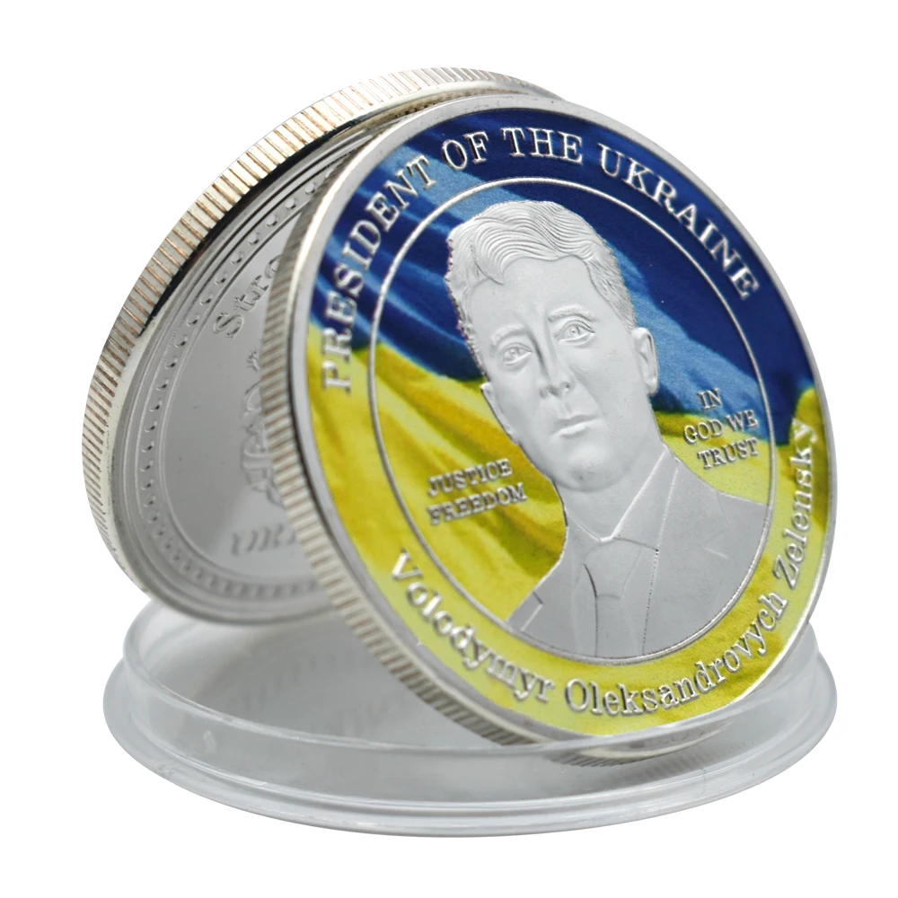 

Новейший президент Украины зеленски Серебряная монета сильная любовь и мир серебряная металлическая монета вызов монета сувенир подарки