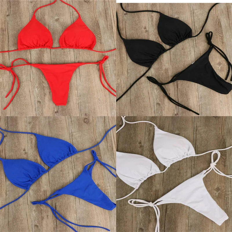 

Buy one get one！Sexy Women Summer Swimwear Bikini Set Bra Tie Side G-String Thong Beach e Suit Swimsuit Bathing Suit Swimmi